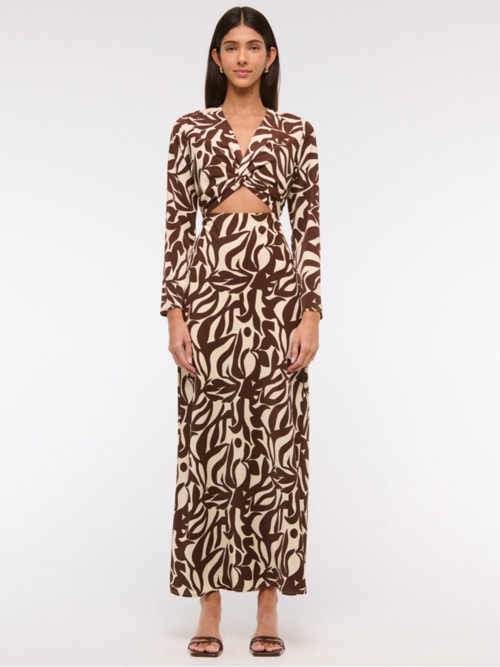 Abercrombie Women’s Long-Sleeve Twist-Front Maxi Dress (Size LP)